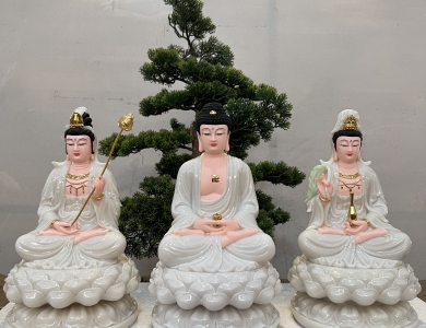 Tây Phương Tam Thánh Ngồi Đá - 30cm