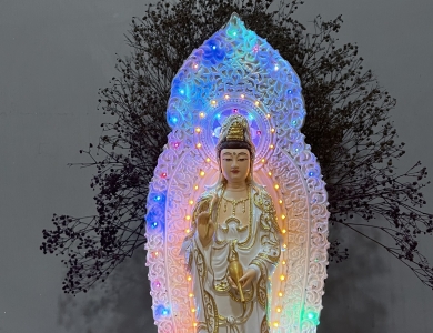 QUAN ÂM ĐỨNG 40cm NHŨ VẼ