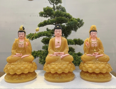 Tây Phương Tam Thánh Ngồi Đá - 30cm