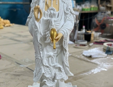 QUAN ÂM ĐỨNG 40cm NHŨ VẼ