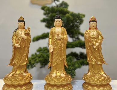 Tây Phương Tam Thánh đứng 30cm Composite và Đá