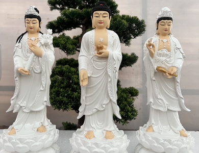 Tây Phương Tam Thánh đứng 30cm Composite và Đá