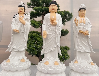Tây Phương Tam Thánh đứng 30cm Composite và Đá