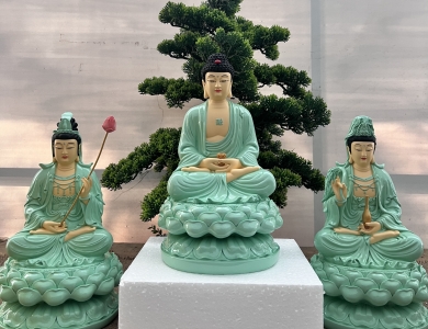 Tây Phương Tam Thánh Ngồi Đá - 30cm
