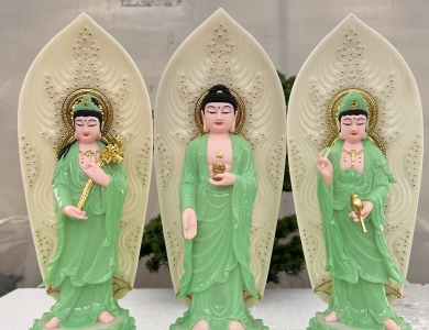 Tây Phương Tam Thánh đứng 30cm Composite và Đá