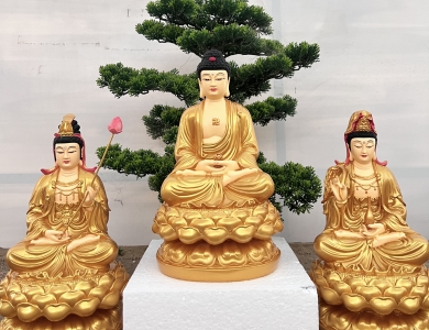 Tây Phương Tam Thánh Ngồi Đá - 30cm