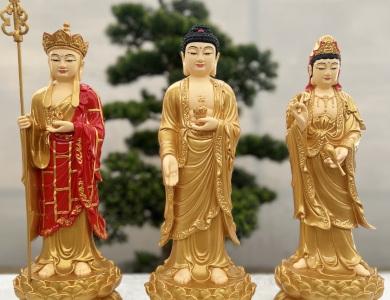 Tây Phương Tam Thánh đứng 30cm Composite và Đá