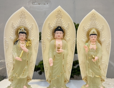 Tây Phương Tam Thánh đứng 30cm Composite và Đá