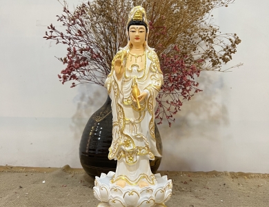 QUAN ÂM ĐỨNG 40cm NHŨ VẼ