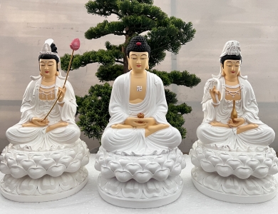 Tây Phương Tam Thánh Ngồi Đá - 30cm