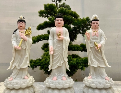 Tây Phương Tam Thánh đứng 30cm Composite và Đá