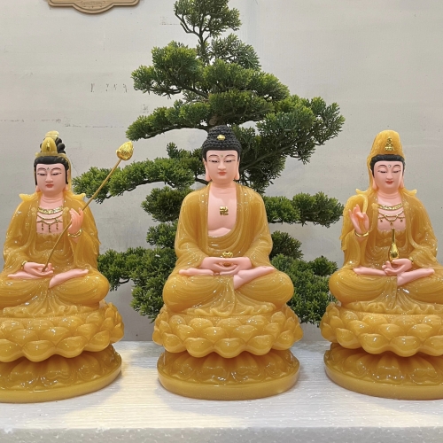 Tây Phương Tam Thánh Ngồi Đá - 30cm