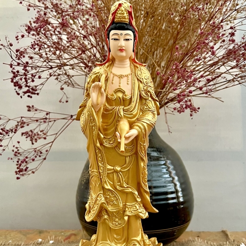 QUAN ÂM ĐỨNG 40cm NHŨ VẼ