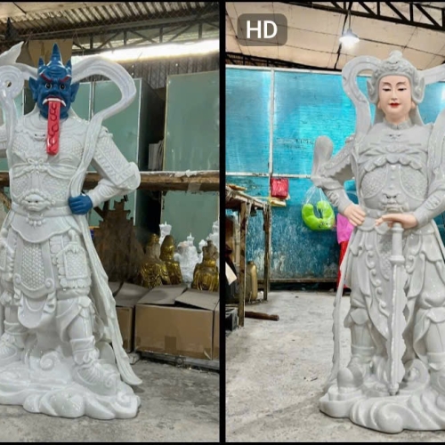 Hộ Pháp Tiêu Diện Đá Trắng - 1,25m