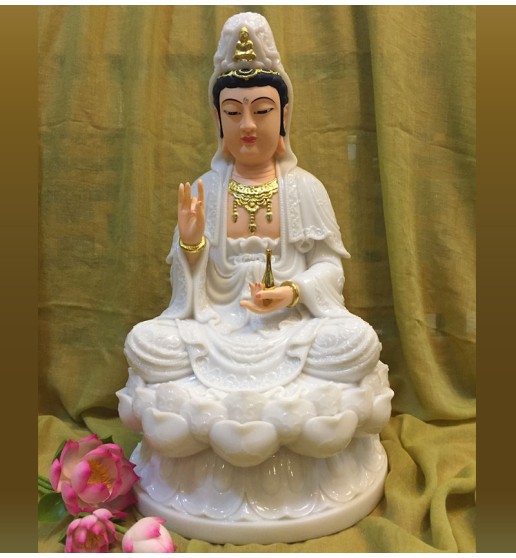 Quan Âm ngồi 45-đá trắng
